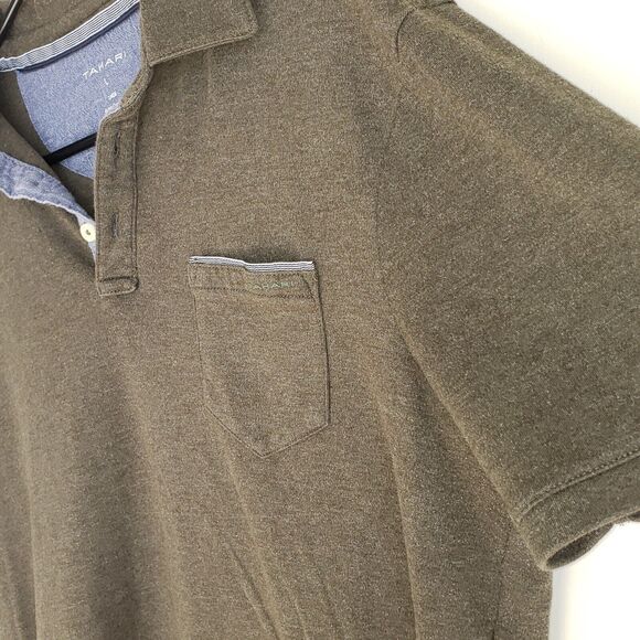 Tahari Short Sleeve Pocket Polo Shirt Mens Large Green 0372 - Picture 6 of 8